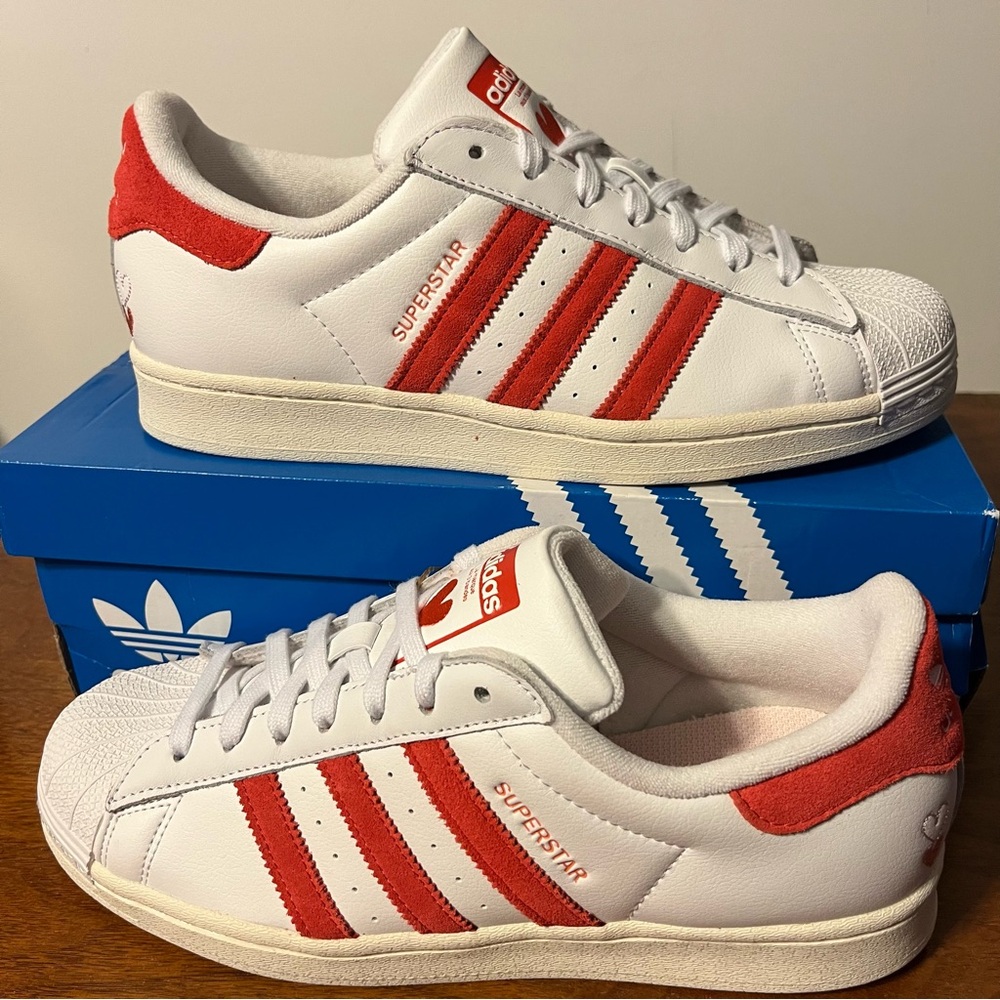 Adidas Women's Superstar Red Heart Shoes